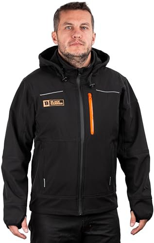 Black Hammer Soft Shell Work Jacket for Men Workwear Ideal for Traders and Tough Jobs (Large)
