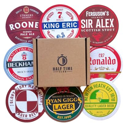 Man United Football Beer Mat Coasters - Perfect for a Gift or Present for Any Manchester United Fan (8-Pack)