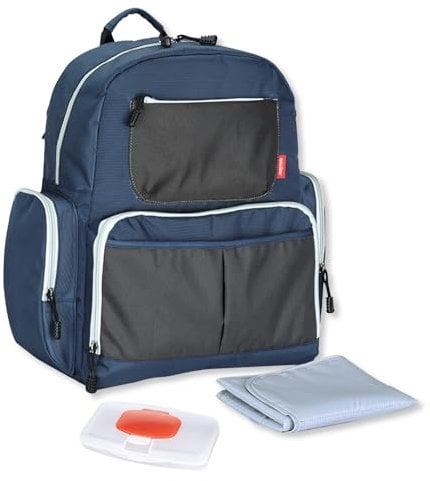 SONARIN Multifunktionale Wasserdichte Baby Wickelrucksack Wickeltasche,Große Kapazität Babytasche Tragbare Reise Wickeltasche Rucksack mit Wickelunterlage & Feuchttuchspender(Blau)