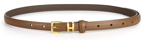 Tonsunul Skinny Ledergürtel für Damen,Taillengürtel Damen Braun Hüftgürtel Damen Gürtel Damen Schmal Gürtel Damen Gold Gürtel Verstellbar Damen Dekorativen Gürtel für Kleider,Geschenke für Frauen