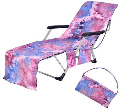 XHDZSW Tragbarer Bezug für Pool/Strand/Sonnenliege, Strandtücher Strandstuhlbezug, Mikrofasertuch, Reise-Liege, Stuhlbezug, Handtücher, Taschen, Handtuch (75x210cm,Lila)