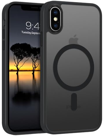 GaoBao Coque pour iPhone XS Max Compatible avec MagSafe, Hybrid Magnétique Case Étui Translucide Mat Arrière Protection Caméra Housse Fine Antichoc Dos Anti Rayures pour iPhone XS Max 6.5, Noir