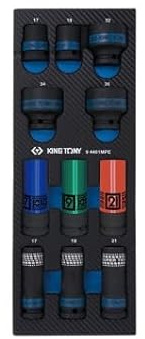 KING TONY Módulo espuma + PP 11 piezas Vasos 1/2 especial llantas, für Profis und Heimwerker, ideal für Werkstatt & Reparatur, mit Ref. 94401MPE