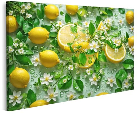 islandburner Prime Bild auf Leinwand Kreative Fruchtige Tapete Zitrone Scheiben Blumen Kreative Fruchti Bilder Wandbilder Poster