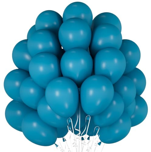 Luftballons Blau, 60 Stück 12 Zoll Matt Blau Grün Luftballons, Pfauenblau Helium Ballon, Turquoise Türkis Blaue Partyballon für Junge Geburtstag Babyparty Hochzeit Verlobung Baby Dusche Feier