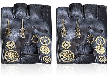 DAZZLUXE 1 Paar Steam Retro-Handschuhe, Schwarze Halbfingerhandschuhe, Herren-Fahrhandschuhe, Herren-Lederhandschuhe, Radfahren, Verdickte Handschuhe, Retro-Handschuhe, Geeignet Für Outdoor