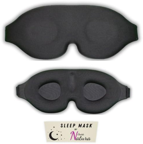Masque de nuit & sommeil, hommes et femmes pour dormir, voyage méditation yoga qui bloque la lumière, occultant, réglable doux respirant & ultra confortable, cache yeux design noir, ergonomique.