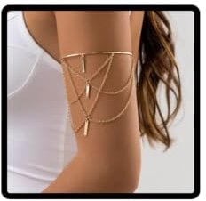 Jascatin Bar Arm Bracelet Egyptian Armband Arm Cuff Layerd Arm Chain Bangle Charm Upper Arm Bracelets for Women (Gold)