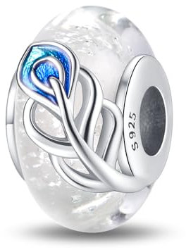 Pandach Charme Argent Sterling 925 Femmes Perles Murano Charm avec 5A Zircone Compatible pour Pandora & Européen Bracelets