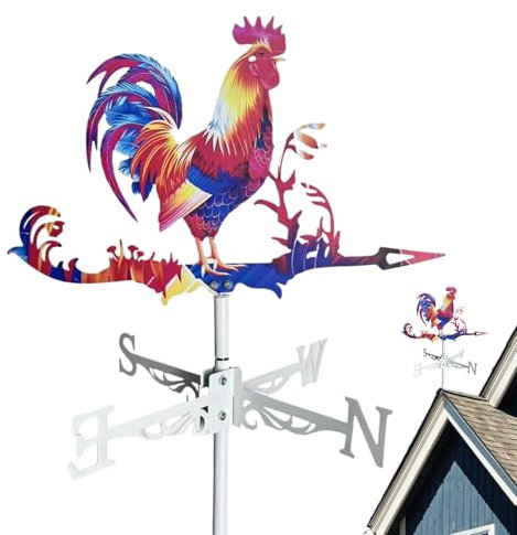 Indicateur de vent extérieur en forme de coq – Décorations colorées en forme de coq – Girouettes à vent pour jardin, ferme, arrière-cour