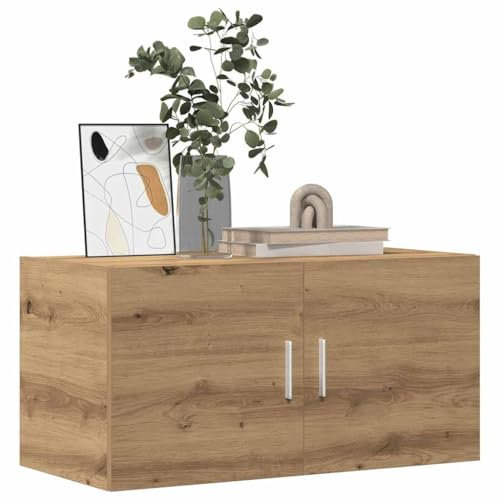 Homgoday Wandschrank Hängeschrank Wandschrank Bücherregal Bücherschrank Schrank Aufbewahrungsschrank für Wohnzimmer Schlafzimmer Artisan-Eiche 80x39x40 cm Holzwerkstoff