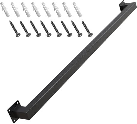 ONLT 90cm Corrimano per Scale Interne Esterni Ringhiere a Parete Ringhiera Passamano Maniglia di Sicurezza Balaustre pour Disabili Anziani - Kit completo - Metallo Ferro Nero