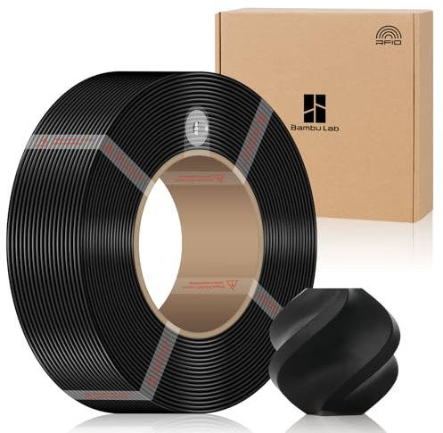 Refill PETG HF 3D Drucker Filament 1.75mm+/-0.03mm mit RFID Compatible with Bambulab A1/A1 Mini/X1/P1 Serie1KG Spulenlos Refilament Hohe Druckgeschwindigkeit (Schwarz 33102)