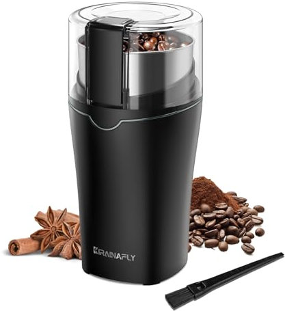 Molinillo cafe electrico 300W, molinillo de semillas para uso doméstico, hoja de acero inoxidable y taza extraíble, multifuncional para molinillo café, molinillo especias electrico, gris