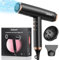 Dekuri Fast Drying Hair Dryer, 110,000 RPM Brushless Motor for Quiet Operation,Ionic Care Hair Dryers for Women with Smart Temperature Control,2Magnetic Hairdryer Attachment, Black