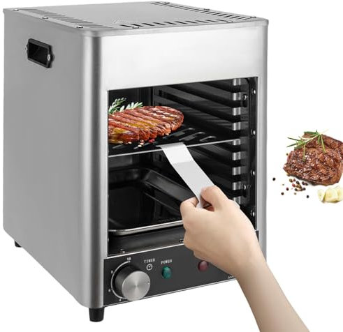 Naturalpowev Griglia Portatile a Gas propano a infrarossi, griglia per bistecche da Tavolo in Acciaio Inossidabile da 1472 °F con griglia a 10 Ripiani, per bistecche, Hamburger e Pizza