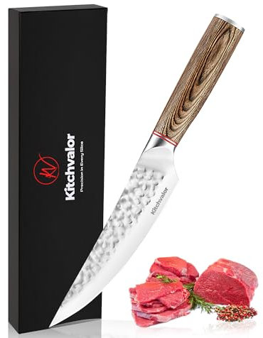 Kitchvalor Chefmesser 6 Zoll scharfes Küchenmesser mit hohem Kohlenstoffgehalt aus deutschem Edelstahl Kochmesser Hackmesser Küchenmesser mit ergonomischem Griff Geschenkbox (Utility knife)