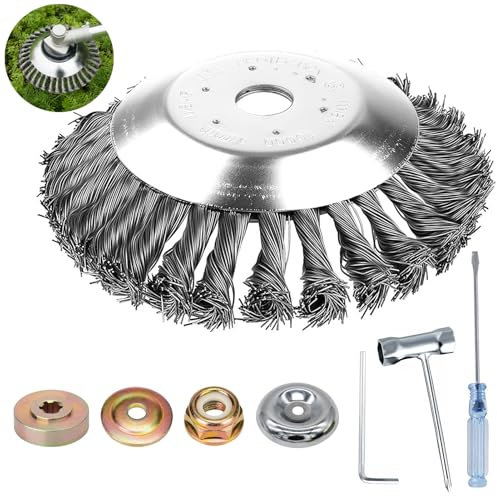 Unkrautbürste für Freischneider,8 Zoll Unkrautbürste 25,4 mm,2025 Gezahnte Drahtbürste für Freischneider,Universelle Wildkrautbürsten für Motorsensen,Unkrautbürste für Motorsense