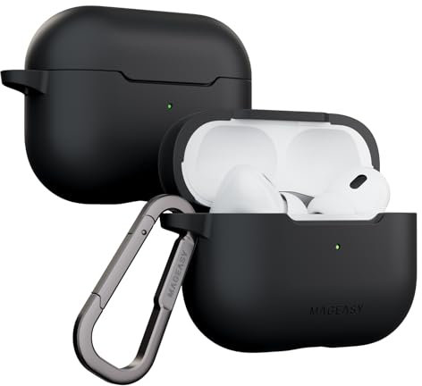 MAGEASY Design für AirPods Pro 2 Case – Stoßfeste Schutzhülle für AirPods Pro & Pro 2, fleckenresistent, glatt & hautfreundlich, unterstützt kabelloses Laden – Skin (Schwarz)