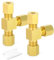 GASHER 2PCS Brass Compression Tube Pipe Fitting Connector, Tee，8mm x 8mm x 8mm Tube OD Connector