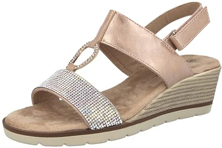 Cushion Walk Ladies Diamante Comfort Low Wide E Fit Wedge Heel Sandals