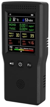 9 In 1 Air Quality Monitor LCD Display High Precision PM2.5 PM10 HCHO TVOC CO CO2 AQI Temperature Humidity Meter Fast And Accurate(Black)