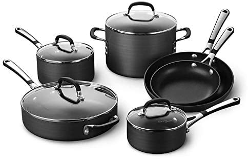 Calphalon 10-Piece Pots and Pans Set, Nonstick Kitchen Cookware with Stay-Cool Stainless Steel Handles, Black