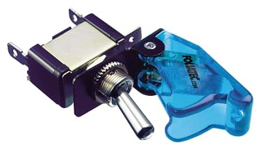 FOLIATEC Kill Switch ON/OFF Schalter Kippschalter für 6-24 V / 10-40 Ampere, cover blau-transparent