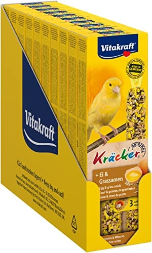 Vitakraft Kräcker, Knabberstangen für Kanarienvögel, mit Ei und Grassamen, mit Vitaminen und Mineralien, für langes Knabbervergnügen, ohne Zusatz von Zucker (10x 54g)