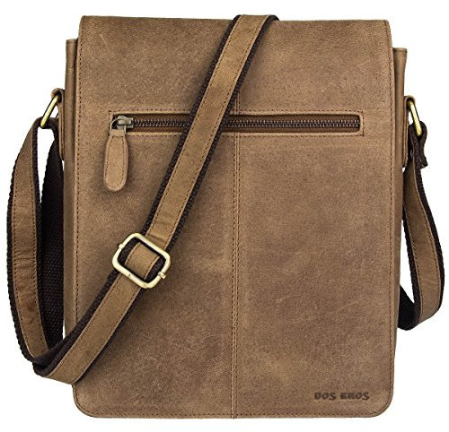 Dos Bros Hunter Leder Umhängetasche Schultertasche Seitentasche Messenger DB-013, Farbe:Hellbraun