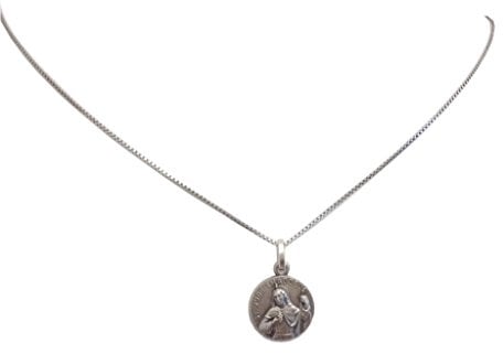 925 Sterling Silber Medaille von Heilige Judas Thaddäus der Apostel mit Kette