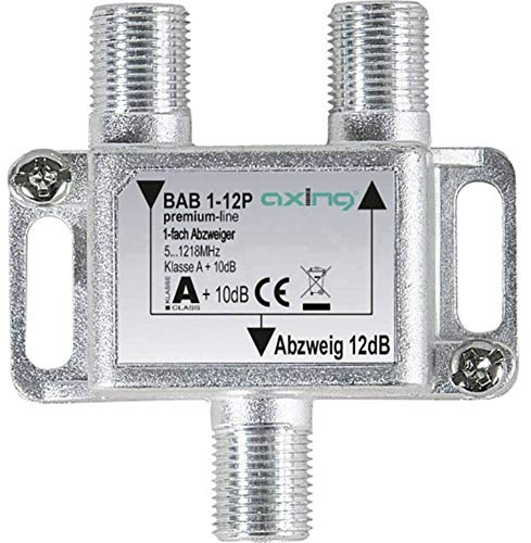 Axing 1-Way Cable Splitter CATV Multimedia DVB-T2 Class A+ 10 dB 5-1218 MHz Metal