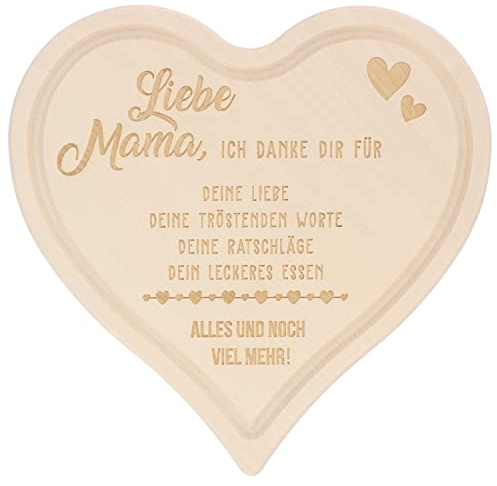 Spruchreif · Frühstücksbrettchen aus Holz · Brotzeitbrett mit Gravur · Geschenk für Mama · Herzbrettchen · Präsent zum Muttertag