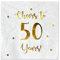 Cheers to 50 Years Cocktail Napkins | Happy 50th Birthday Decorations for Men and Women and Wedding Anniversary Party Decorations | 50-Pack 3-Ply Napkins | 5 x 5 inch folded (White)