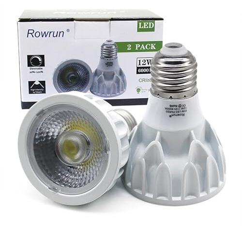 LED-Glühbirne PAR20, nicht dimmbar, 8 W (entspricht 75 W), E26, mittlere Basis, COB Strahler, 24 ° Abstrahlwinkel, hoher CRI (85 +), 800 lm, AC 85–265 V, Flutlicht, 2 Stück pro Rowrun