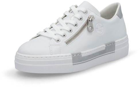 Rieker Damen Low-Top Sneaker N49C2, Frauen Halbschuhe,straßenschuhe,Strassenschuhe,Sportschuhe,Freizeitschuhe,Turnschuhe,Weiss (81),42 EU / 8 UK