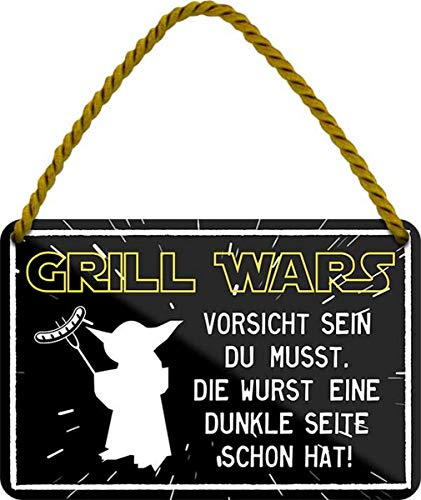 WOGEKA ART Retro Blechschild - Grill Wars - witziger Spruch als Geschenk-Idee zum Geburtstag Weihnachten zur Dekoration 18x12 cm Vintage-Design Hänge-Schild aus Metall HS511
