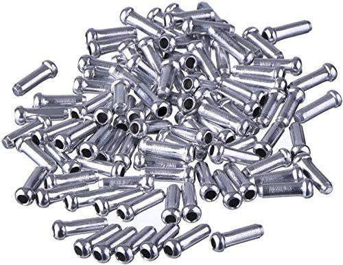 Yicare 100Pcs Bowdenzug Fahrrad Endkappen Bremszug Endhülsen Schaltzug Endkappen Silber Aluminum Ferrules für Bremsseil Schaltseil