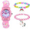 HMJIA Lern Armbanduhr für Kinder, Jungen und Mädchen.Kinder Analog Quarz Uhr Kinderuhr mit 3D Cartoon Design Silikon Armband, 3ATM, Japanischen Quarzwerk (Rosa Einhorn)