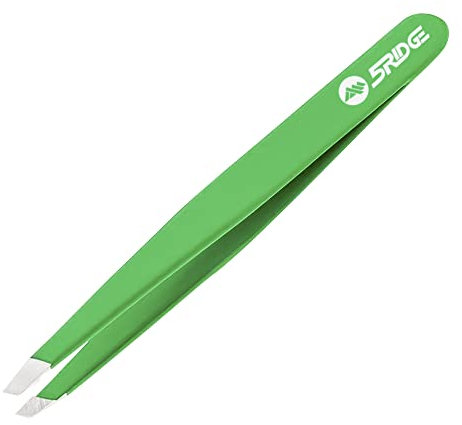 Pince à épiler pour sourcils – Pince à épiler inclinée en acier inoxydable – Élimination de précision des poils du visage, des poils incarnés et des échardes – Tire-comédons professionnels (Vert)