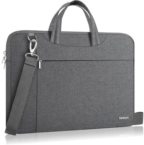 Ferkurn Laptop Bag Case for Women Men, Laptop Sleeve Computer Bag Briefcase with Shoulder Compatible with Macbook Pro/Air, HP Chromebook, XPS, ASUS, Acer, Samsung, Grey, 15 15.6 16 Inch