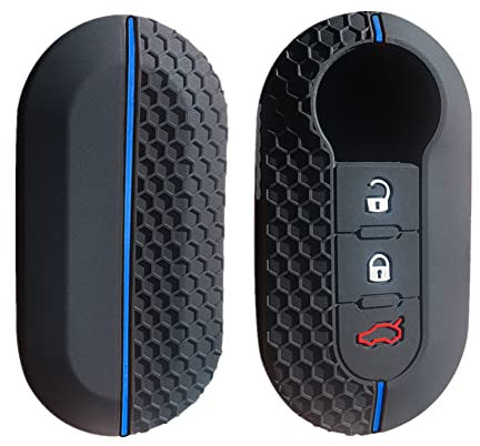 Happyit Silikon-Fernbedienungs-Autoschlüssel-Abdeckungs-Fälle für FIAT 500 Ducato Panda 500L Punto Lancia Musa (Schwarz + Weiß)