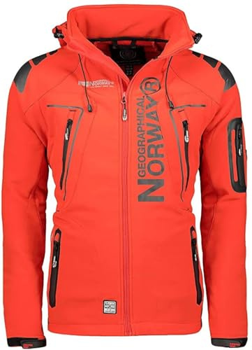 Geographical Norway Herren Softshelljacke Wasserbeständige Winddichte Atmungsaktive Übergangsjacke mit Kapuze Brandiing- Production