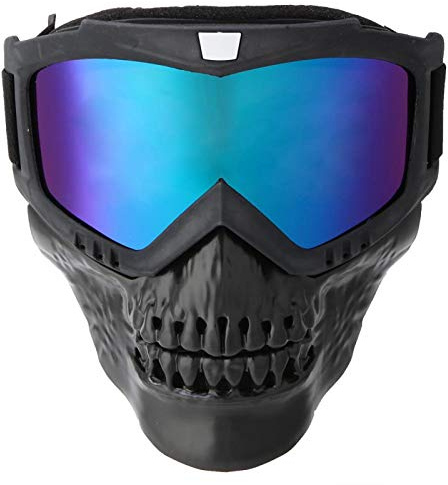 Abnehmbare Motorradbrille, Helmmaske, Motorradhelm, Reitbrille mit Gesichtsmaske, Vintage, Unisex-Outdoor-Skisport-Motorrad-Rennbrille(Bunt)