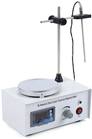 Agitador magnético con placa calefactora de 1000 ml Magnetic Stirrer Heating Plate con indicador digital de temperatura y ajuste de velocidad.