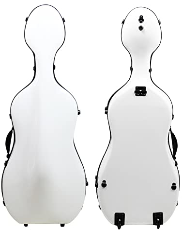 HDYNUZ Cello-Koffer mit Rädern, Carbon-Verbund-Cello-Koffer Leichtgewicht 3,2 kg für 1/2 1/4-Cello mit Rucksack (Color : White)