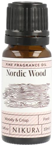 Nikura Nordic Wood Fine Fragrance Oil - 10ml | Perfect for Soap Making, Candle Making, Wax Melts, Diffuser, Burner | Great for use in Bath Bombs, Perfume Oil, Perfume Scents | Vegan & UK Made