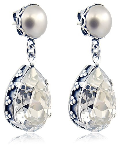 Jugendstil Ohrringe Marken-Kristallen Silberohrringe Stein NOBEL SCHMUCK
