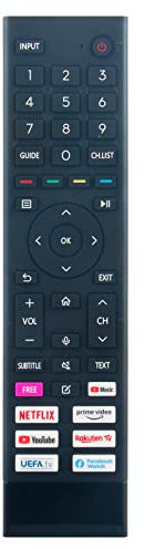 VINABTY ERF3B80H Reemplazo de Mandos a Distancia por Voz para Hisense TV 40A4BG 43A7100F 43A7GQ 50A6BG 50A7100F 50A76GQ 50E76GQ 55A66G 55A76GQ 55A7GQ 55E76GQ 58A6BG 65A76GQ 65A7GQ 65AE7000F