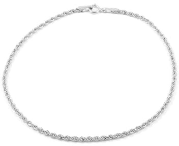 Monde Petit Bracelet Femme Or Blanc 18 Carats Salomonique Creux 18 cm - Certificat de Garantie - 1542